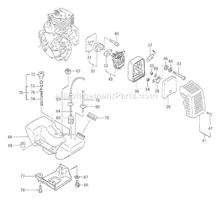 Page F Diagram and Parts List for TBC-430PF  Tanaka Trimmer