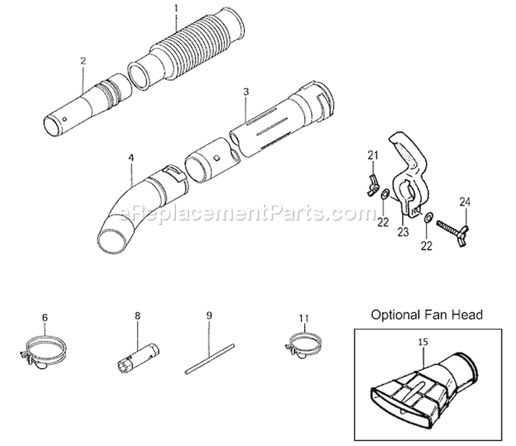 Page B Diagram and Parts List for TBL-4610  Tanaka Leaf Blower / Vacuum