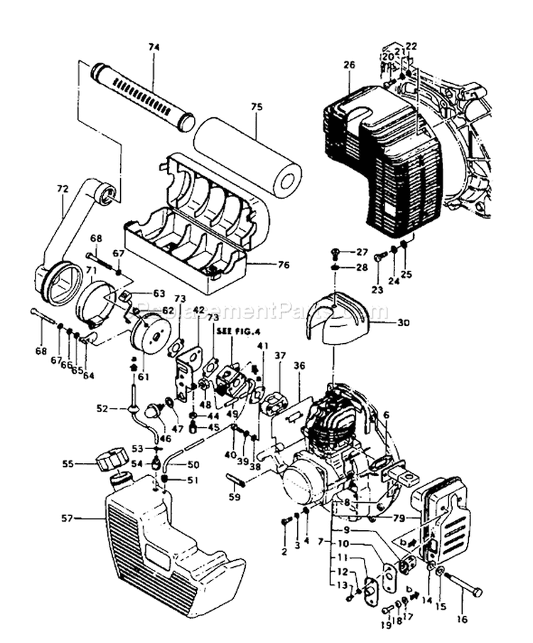 Page D Diagram and Parts List for TBL-500  Tanaka Leaf Blower / Vacuum