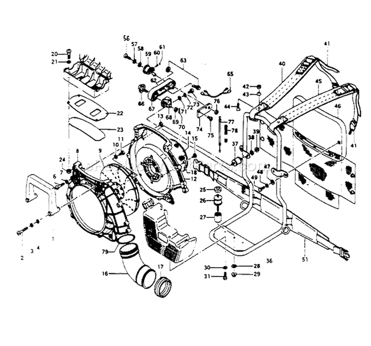 Page E Diagram and Parts List for TBL-500  Tanaka Leaf Blower / Vacuum