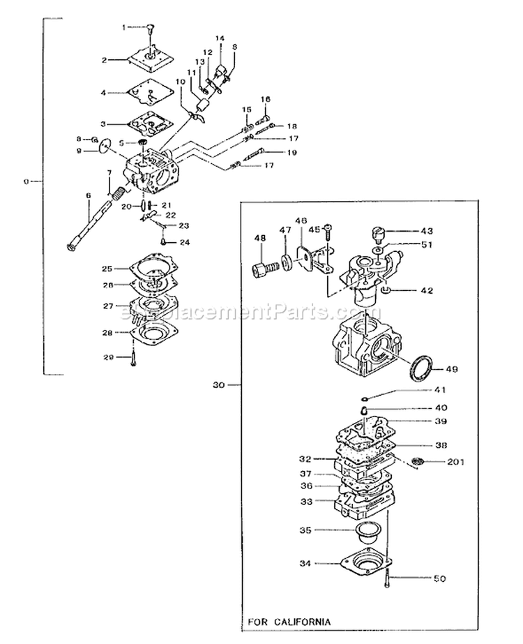 Page A Diagram and Parts List for TBL-505  Tanaka Leaf Blower / Vacuum