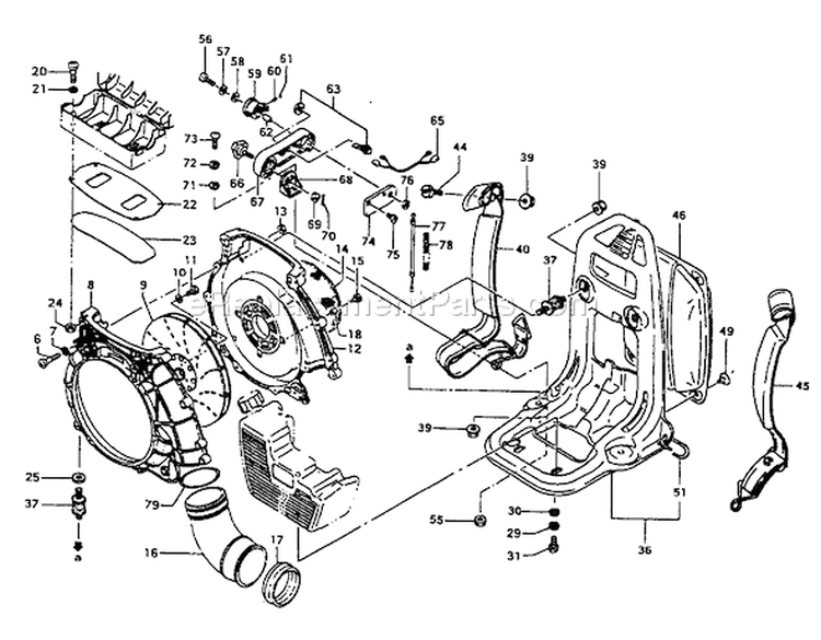 Page E Diagram and Parts List for TBL-505  Tanaka Leaf Blower / Vacuum