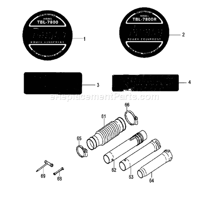 Page A Diagram and Parts List for TBL-7800  Tanaka Leaf Blower / Vacuum