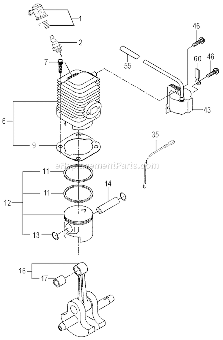 Page E Diagram and Parts List for TC-2501  Tanaka Engine