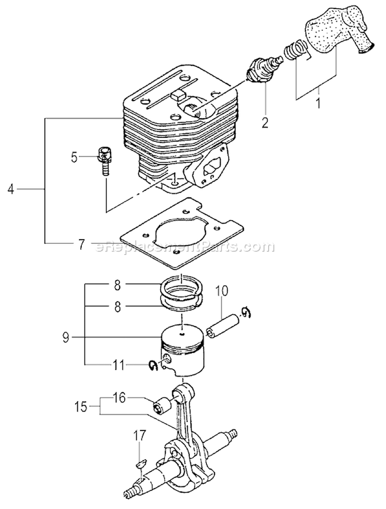 Page D Diagram and Parts List for TC-355  Tanaka Engine