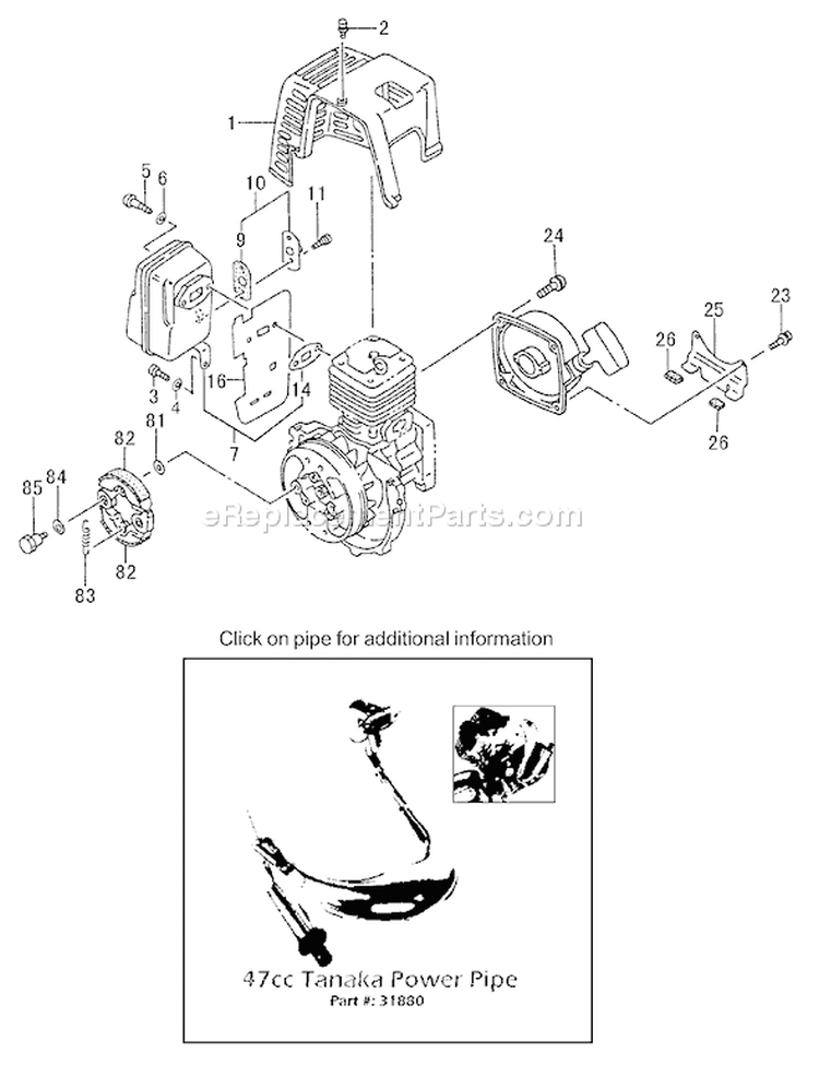 Page G Diagram and Parts List for TC-4700  Tanaka Engine