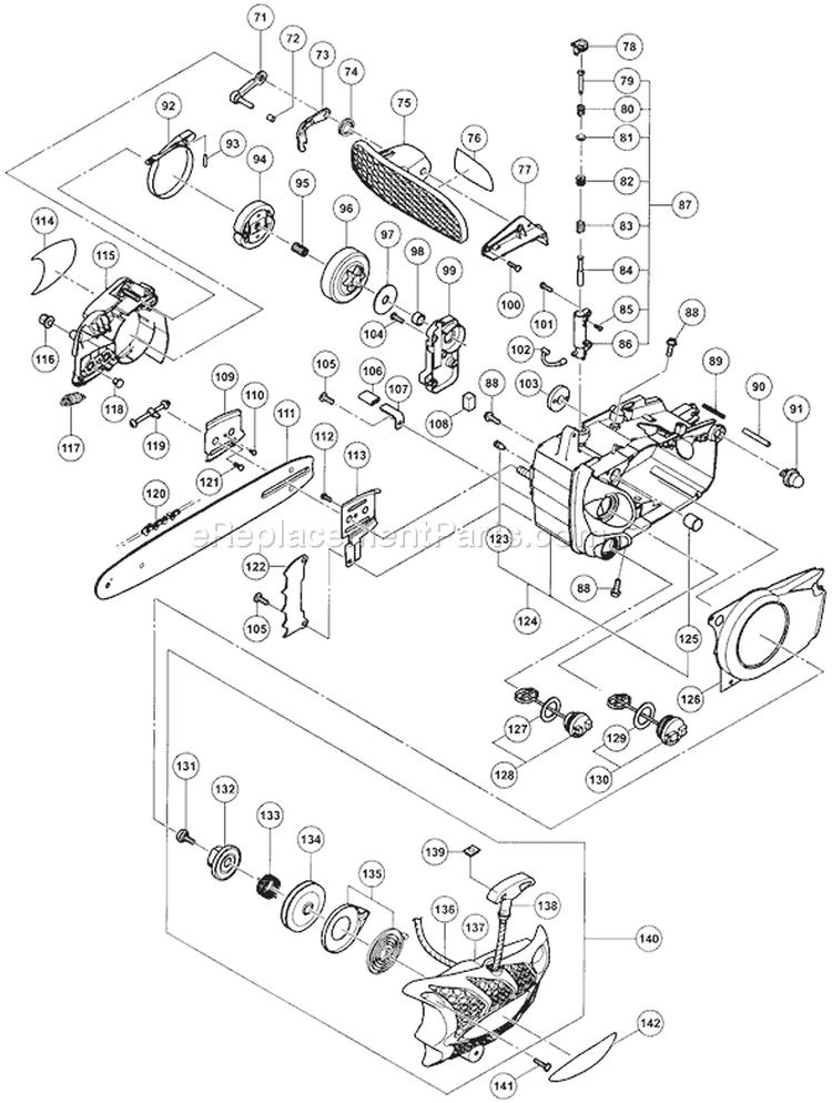 Page B Diagram and Parts List for TCS-3301PFS  Tanaka Chainsaw