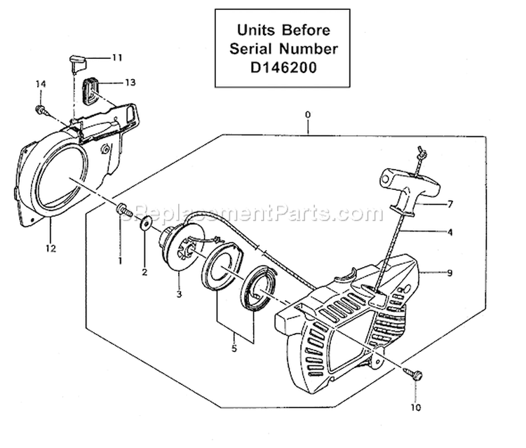 Page K Diagram and Parts List for TCS-3401S  Tanaka Chainsaw