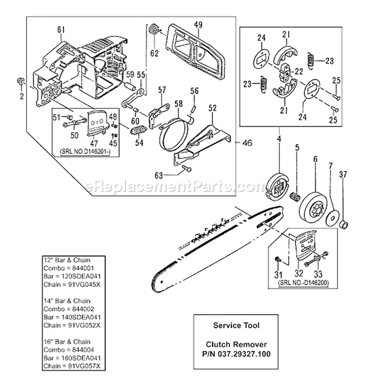 Page L Diagram and Parts List for TCS-3401S  Tanaka Chainsaw