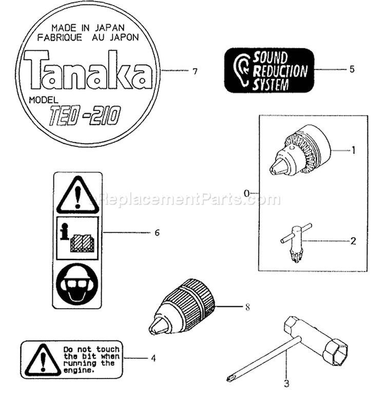 Page C Diagram and Parts List for TED-210C U205952-U268935 Tanaka Gas Engine Drill