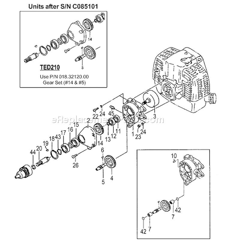 Page G Diagram and Parts List for TED-210  Tanaka Gas Engine Drill