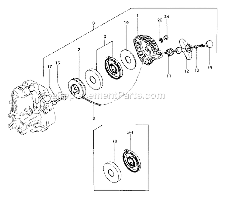 Page F Diagram and Parts List for TED-232  Tanaka Gas Engine Drill