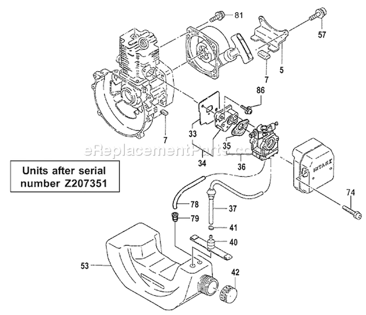 Page I Diagram and Parts List for TED-262DH  Tanaka Gas Engine Drill