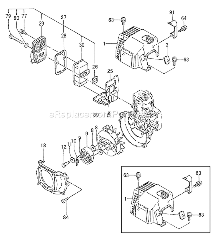 Page J Diagram and Parts List for TED-262HS  Tanaka Gas Engine Drill