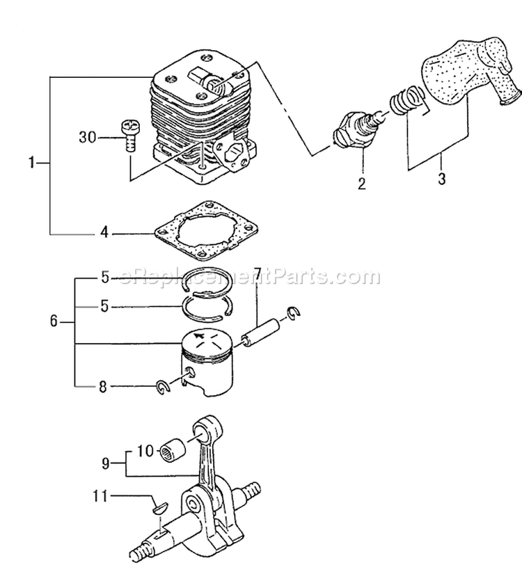 Page E Diagram and Parts List for TED-262HS  Tanaka Gas Engine Drill