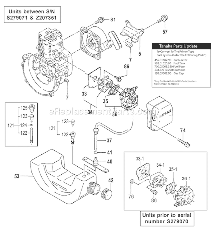 Page J Diagram and Parts List for TED-262L  Tanaka Gas Engine Drill