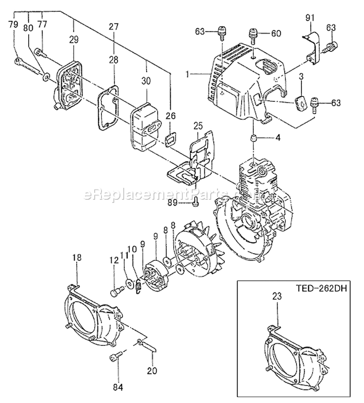 Page N Diagram and Parts List for TED-262L  Tanaka Gas Engine Drill