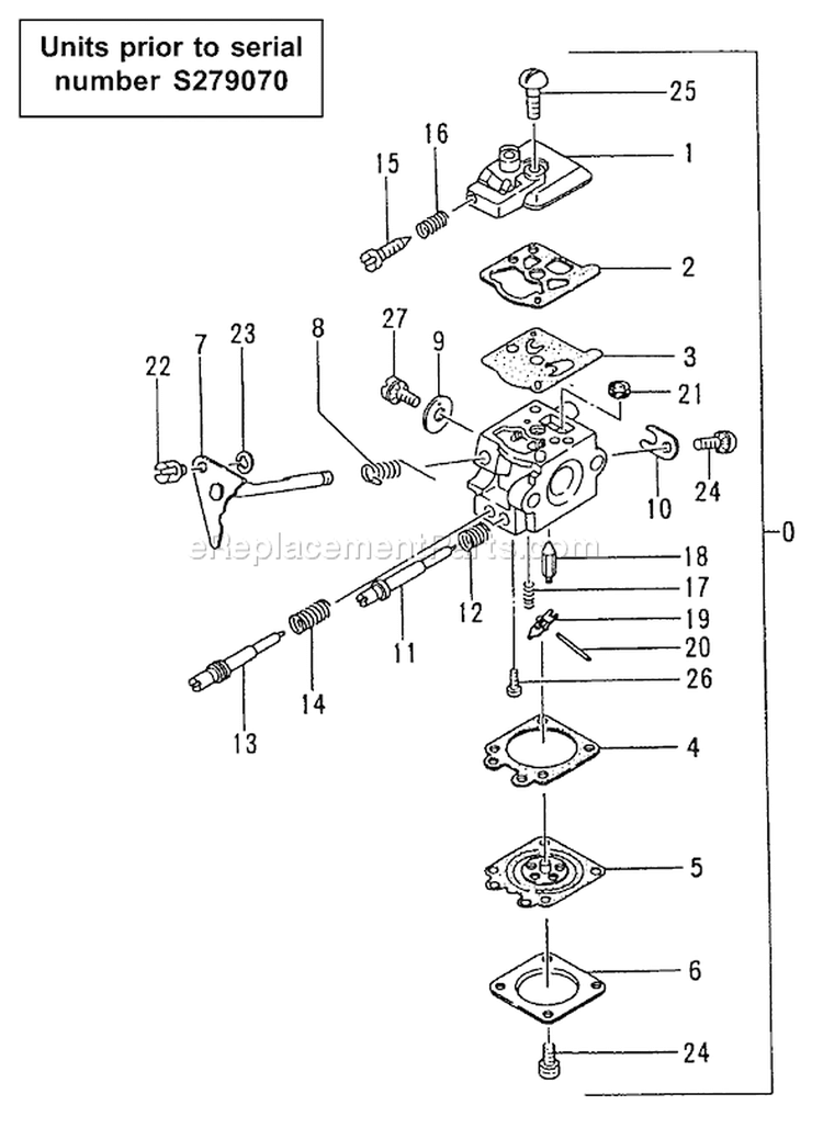 Page D Diagram and Parts List for TED-262L  Tanaka Gas Engine Drill