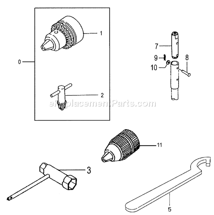 Page E Diagram and Parts List for TED-262L  Tanaka Gas Engine Drill