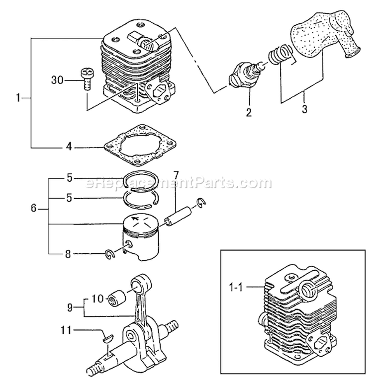 Page G Diagram and Parts List for TED-262L  Tanaka Gas Engine Drill