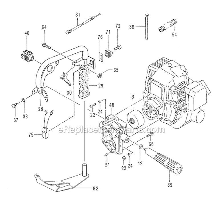 Page K Diagram and Parts List for TED-262R S279070 Tanaka Gas Engine Drill