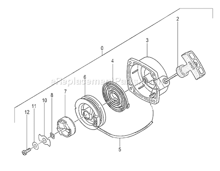 Page K Diagram and Parts List for TED-262R Z227501 Tanaka Gas Engine Drill