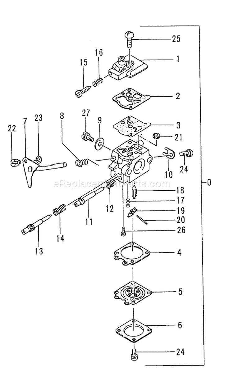 Page B Diagram and Parts List for TED-262R S279070 Tanaka Gas Engine Drill