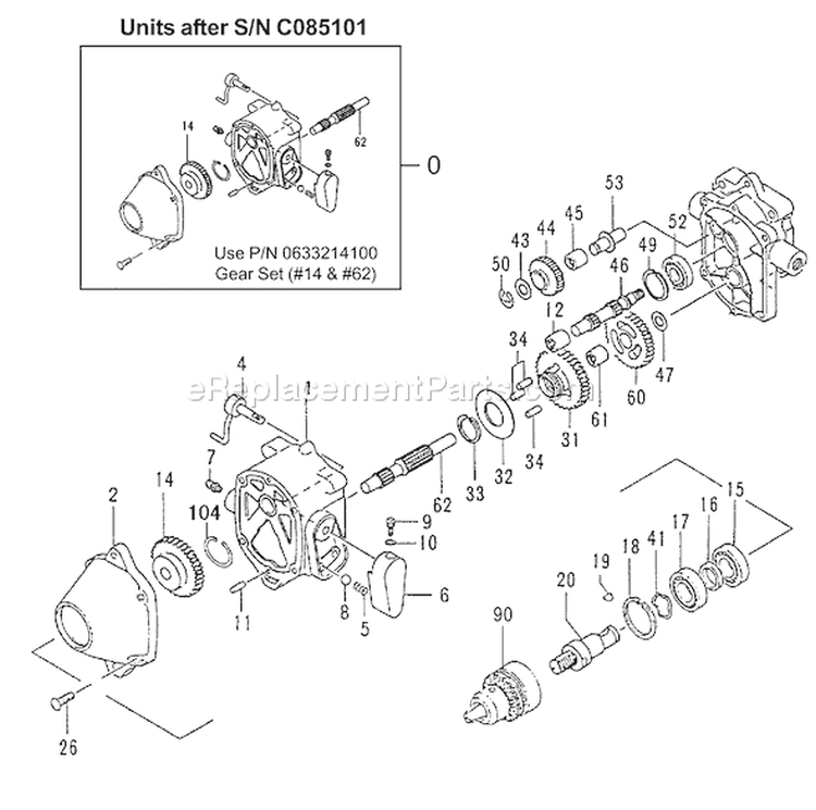 Page H Diagram and Parts List for TED-262R S279070 Tanaka Gas Engine Drill