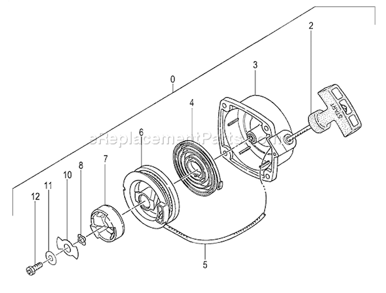 Page O Diagram and Parts List for TED-262  Tanaka Gas Engine Drill