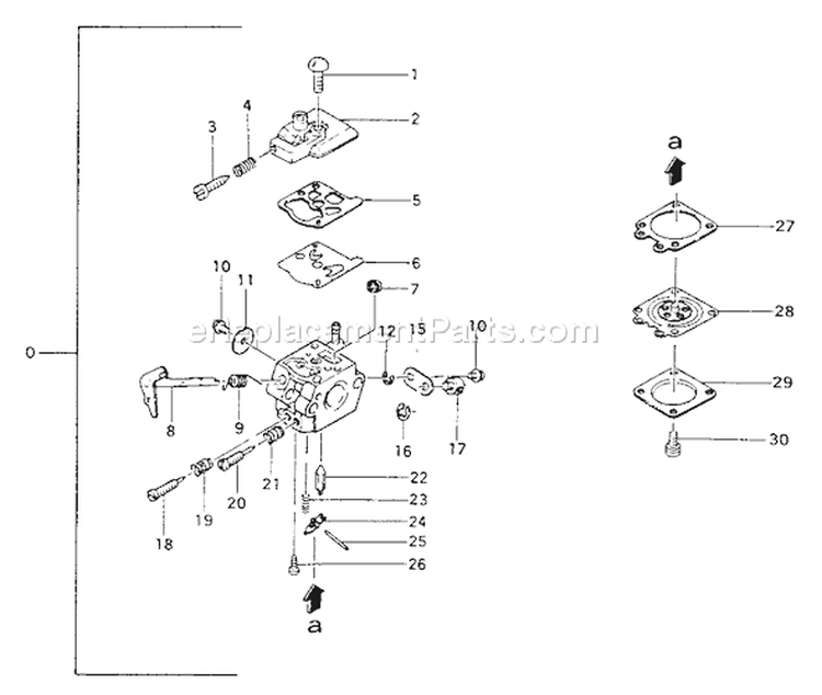 Page B Diagram and Parts List for TED-265  Tanaka Gas Engine Drill