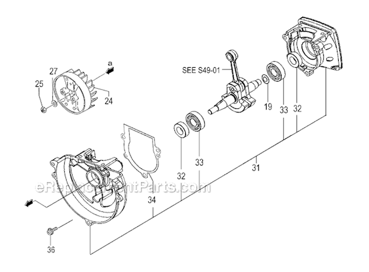 Crankcase Diagram and Parts List for TED-270PFDH  Tanaka Gas Engine Drill