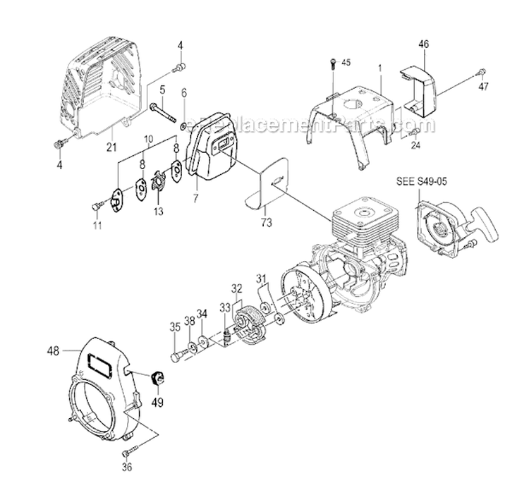 Engine-2 Diagram and Parts List for TED-270PFDH  Tanaka Gas Engine Drill