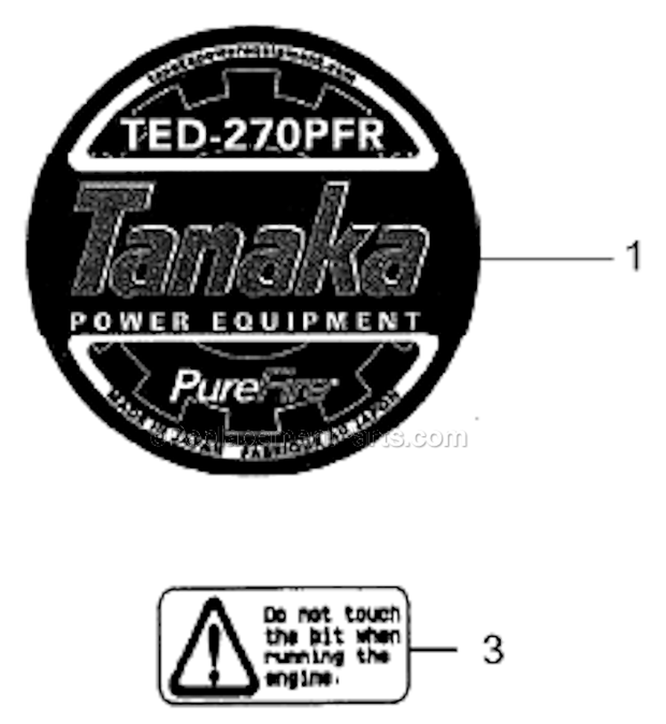 Page J Diagram and Parts List for TED-270PFR  Tanaka Gas Engine Drill