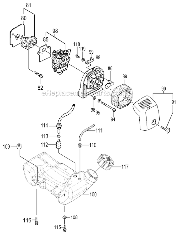 Page C Diagram and Parts List for TED-270PFR  Tanaka Gas Engine Drill