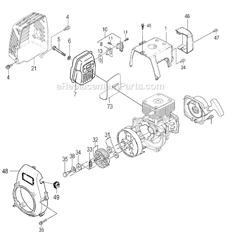 Page D Diagram and Parts List for TED-270PFR  Tanaka Gas Engine Drill