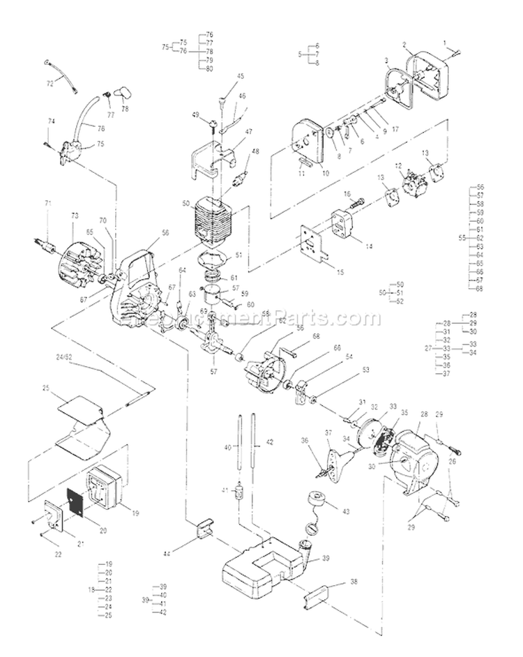 Page D Diagram and Parts List for THB-2400  Tanaka Leaf Blower / Vacuum