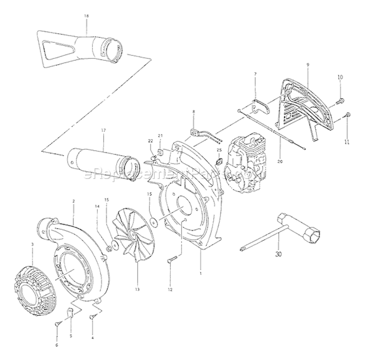 Page A Diagram and Parts List for THB-2500  Tanaka Leaf Blower / Vacuum