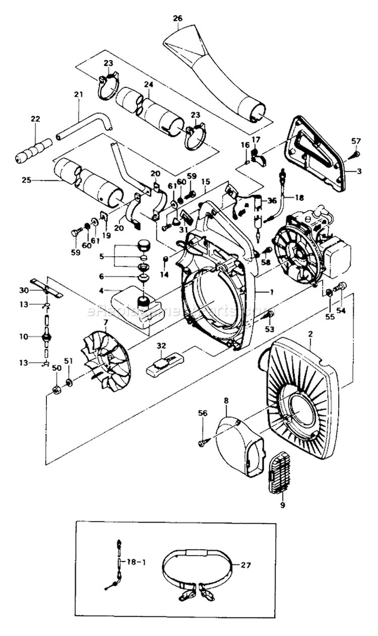 Page B Diagram and Parts List for THB-300  Tanaka Leaf Blower / Vacuum