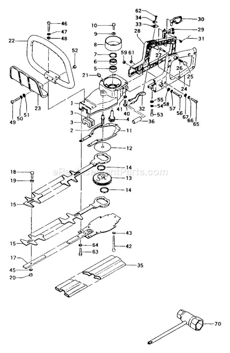 Page E Diagram and Parts List for THT-200  Tanaka Hedge Trimmer