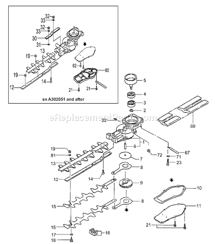 Page E Diagram and Parts List for THT-2100  Tanaka Hedge Trimmer