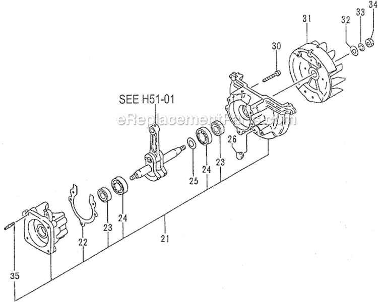 Crank Case Diagram and Parts List for THT-210SA  Tanaka Hedge Trimmer