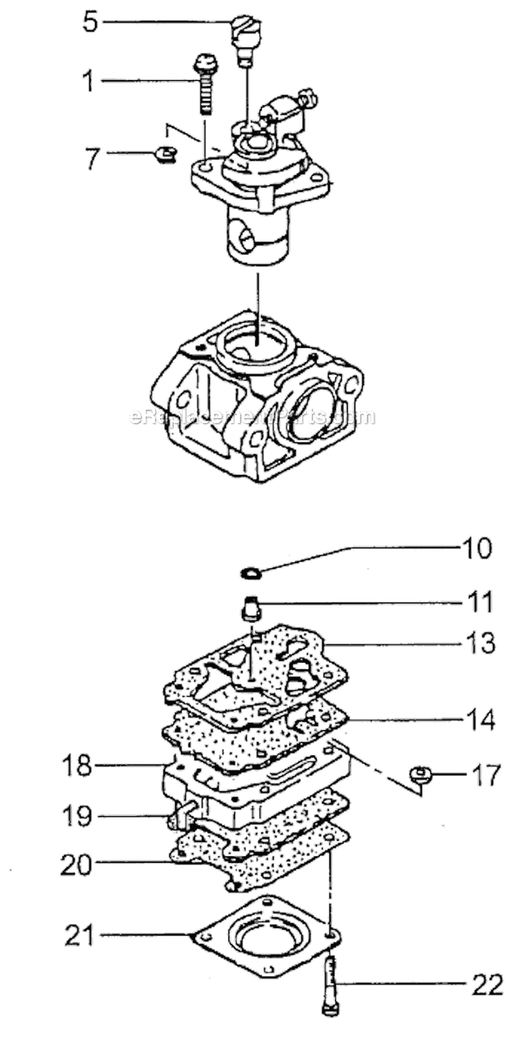 Carburetor Diagram and Parts List for THT-210SA  Tanaka Hedge Trimmer