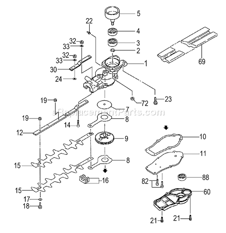 Page F Diagram and Parts List for THT-210S  Tanaka Hedge Trimmer