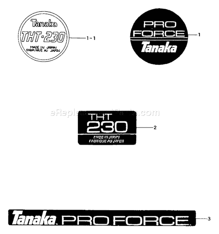 Page G Diagram and Parts List for THT-230  Tanaka Hedge Trimmer