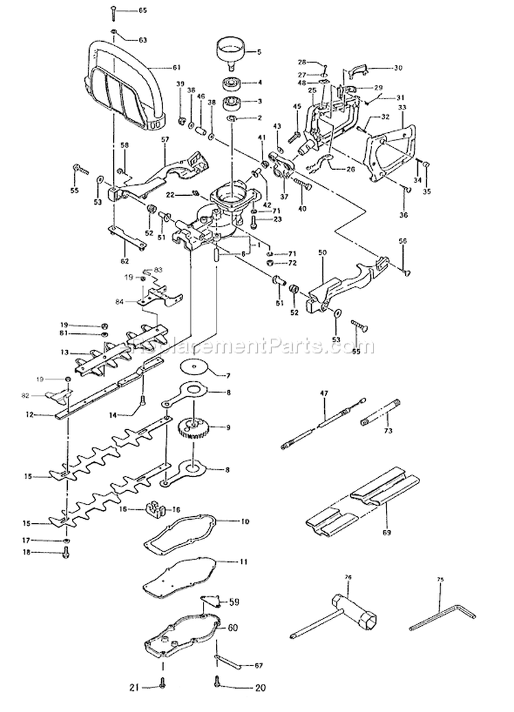 Page E Diagram and Parts List for THT-2520  Tanaka Hedge Trimmer
