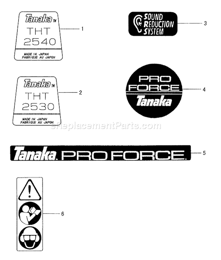 Page F Diagram and Parts List for THT-2530  Tanaka Hedge Trimmer