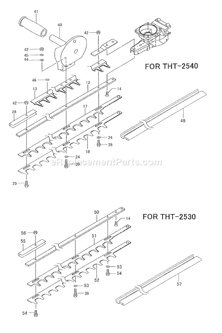 Page H Diagram and Parts List for THT-2540  Tanaka Hedge Trimmer