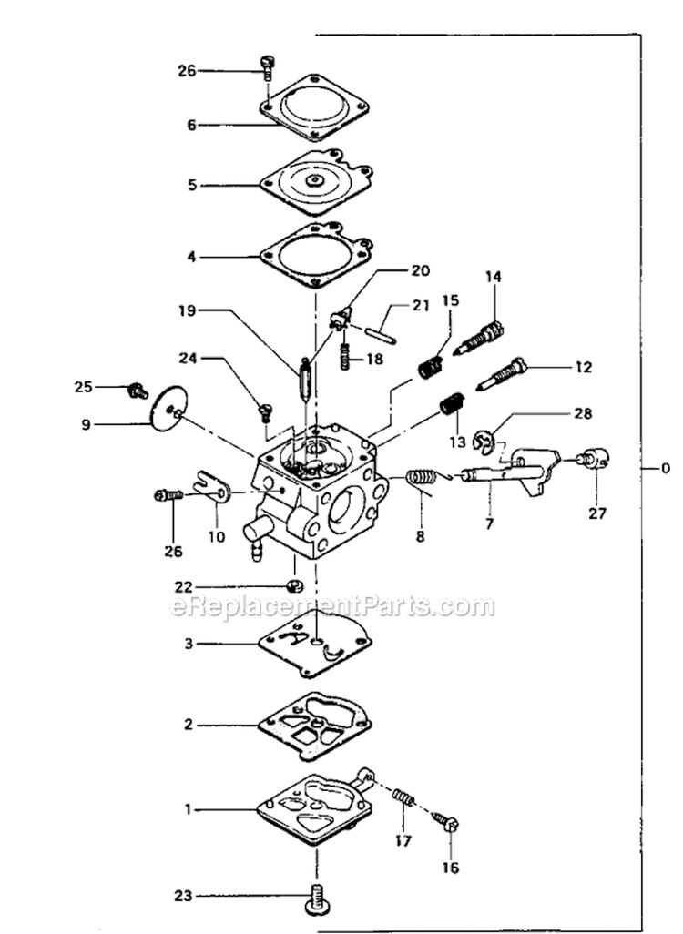 Carburetor Diagram and Parts List for TIA-305  Tanaka Auger