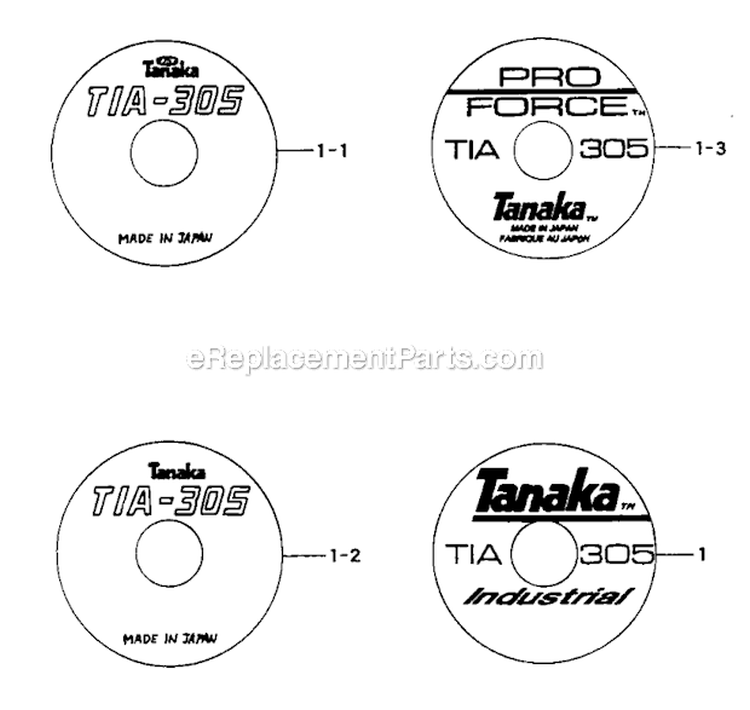 Marks Diagram and Parts List for TIA-305  Tanaka Auger