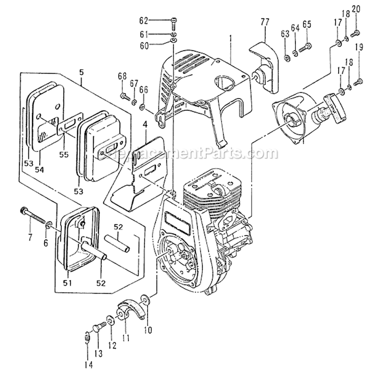 Earth Bits Diagram and Parts List for TIA-340  Tanaka Auger